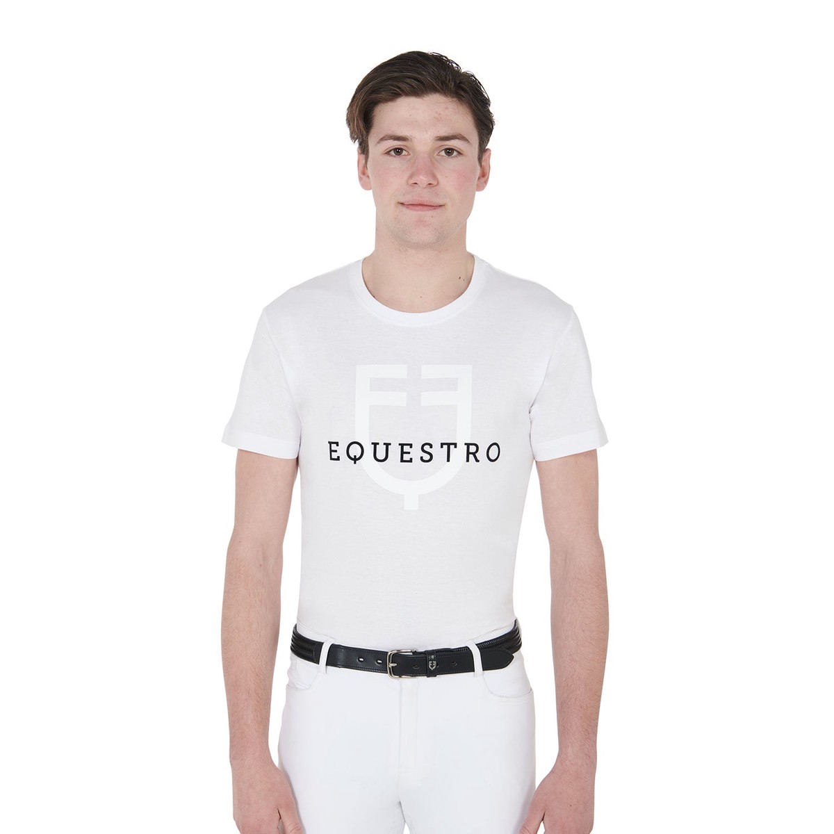 Equestro Mens Slim Fit T-Shirt With Logo On The Chest