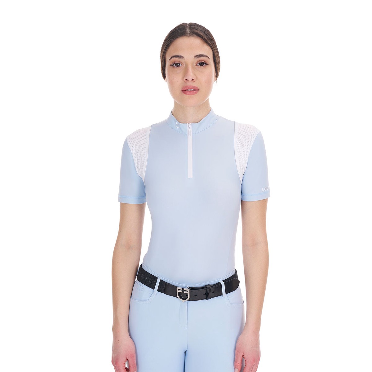 Equestro Womens Slim Fit Training Polo Shirt with Mesh Inserts