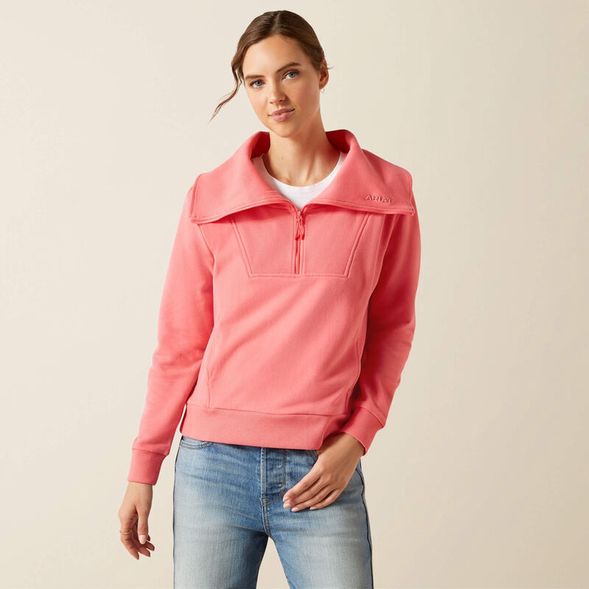 Ariat Ladies Fern 12 Zip Sweatshirt Coral Paradise