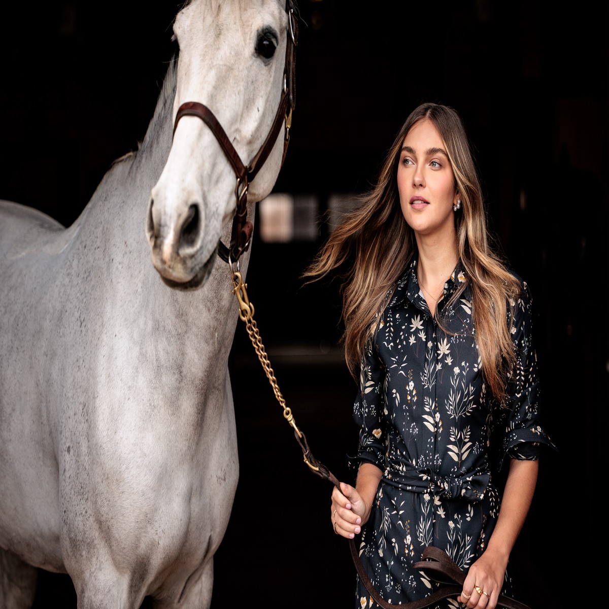 Ariat Ladies Culham Dress Navy Floral Print