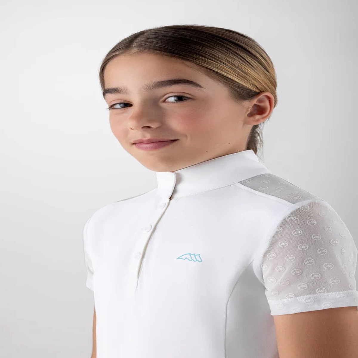 Equiline Girls Short Sleeved Competition Shirt Giuv White